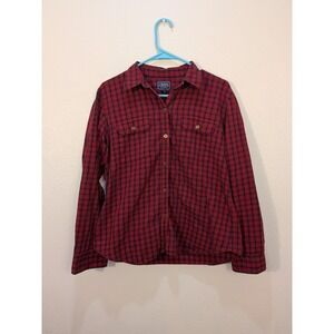 Chaps Classics Women's Long Sleeve Flannel Button Up Shirt Size L Red